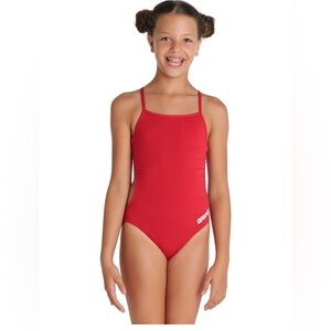 NWT Arena‎ Junior Size 28 Swimsuit Red/Metallic Silver